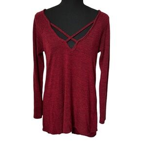 Charlotte Russe Maroon Long-Sleeve Shirt